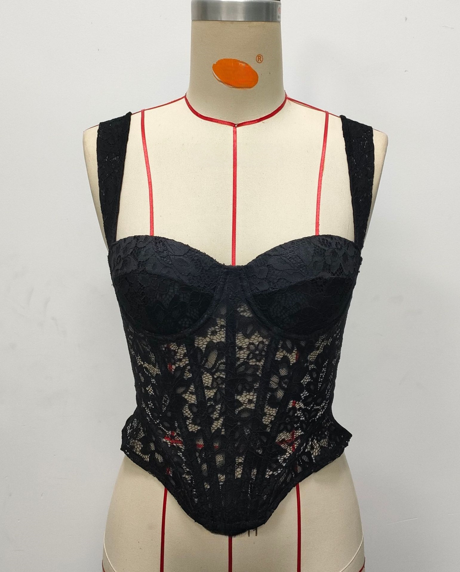 Womens Floral Lace Corset Top Sexy Black Mesh Transparent Bustier Vest